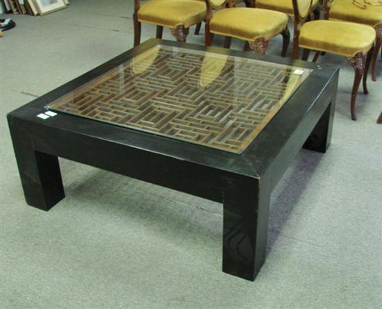 Appraisal: Chinese hardwood low table part th century pierced screen centered