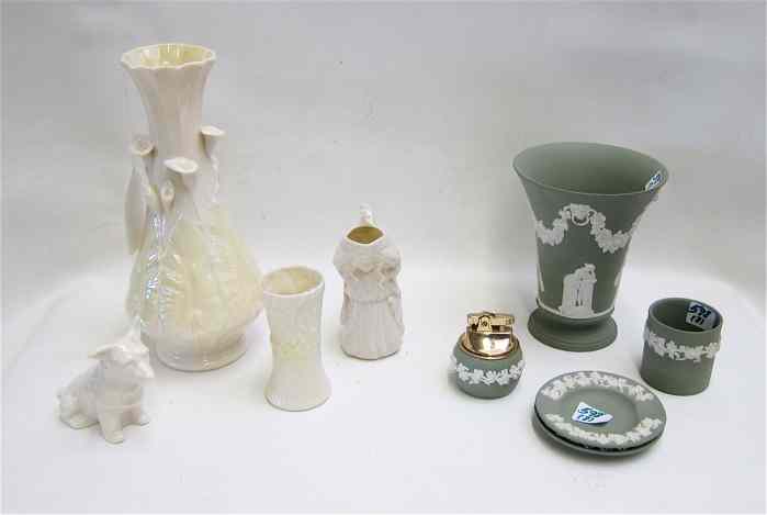 Appraisal: FOUR PIECES IRISH BELLEEK AND FOUR PIECES WEDGWOOD Belleek vase