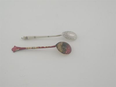 Appraisal: Two small Russian spoons a cold painted example with a