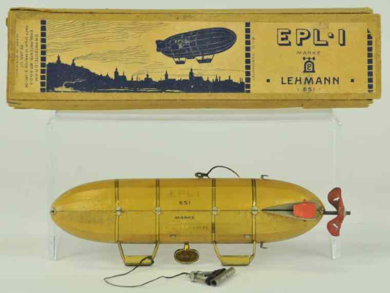 Appraisal: LEHMANN EPL I DIRIGIBLE WITH BOX Germany lithographed tin two