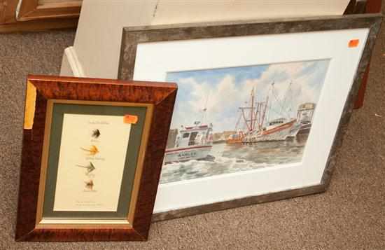 Appraisal: American School th century Fishing Dock watercolor signed lr framed