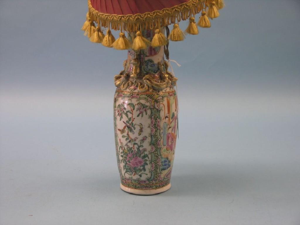 Appraisal: A th century Canton porcelain baluster vase in - converted