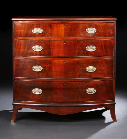 Appraisal: Regency-Style Mahogany Bowfront Chest late th century the bowed top