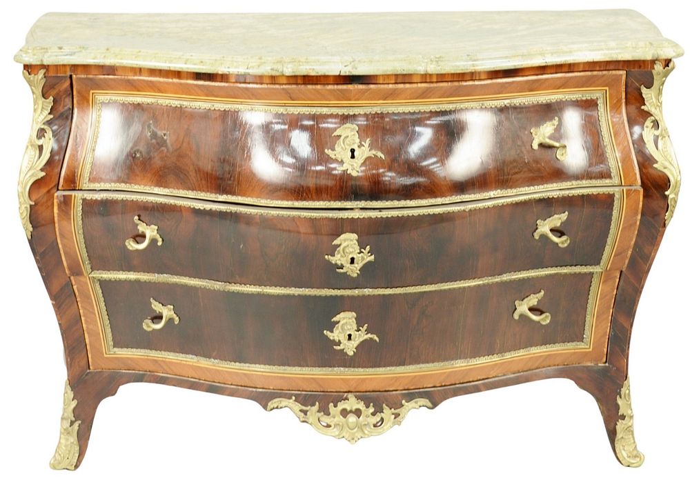 Appraisal: Northern European Bombe Commode mahogany and rosewood veneered ormolu mounted