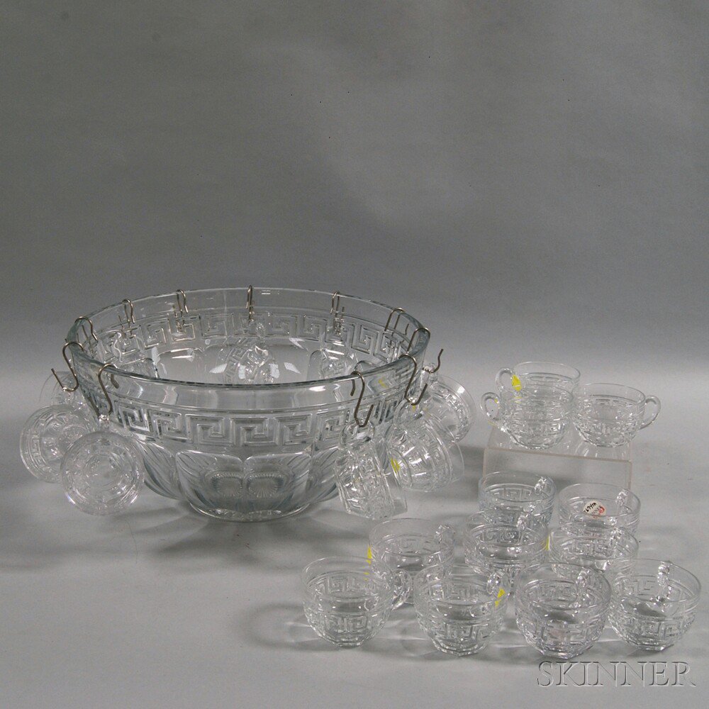 Appraisal: Heisey Twenty-three Piece Pressed Glass Punch Set the punch bowl