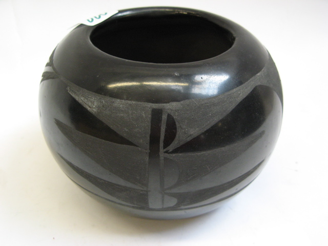 Appraisal: SANTA CLARA SAN ILDEFONSO PUEBLO BLACK ON BLACK INDIAN POT