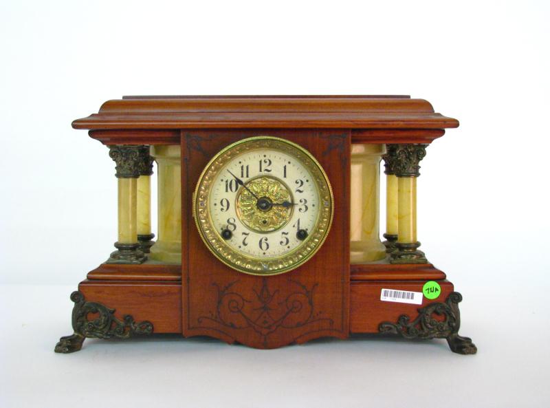 Appraisal: Seth Thomas mantle clock antique wooden with celluloid trim and