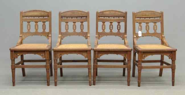 Appraisal: Lot four walnut cane seat Victorian chairs