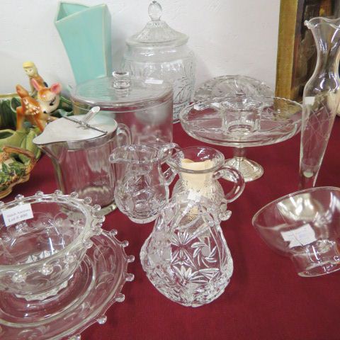 Appraisal: pc Estate Glassware Lot includes sterling silver base vase compote