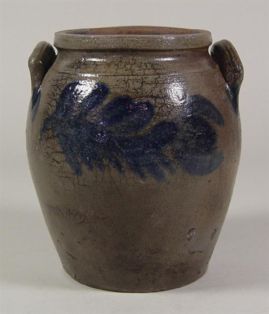 Appraisal: Ovoid American Stoneware Crock Early to mid th Century Freehand