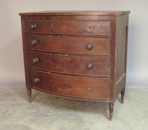 Appraisal: Pennsylvania Sheraton walnut bowfront chest of drawers ca h w