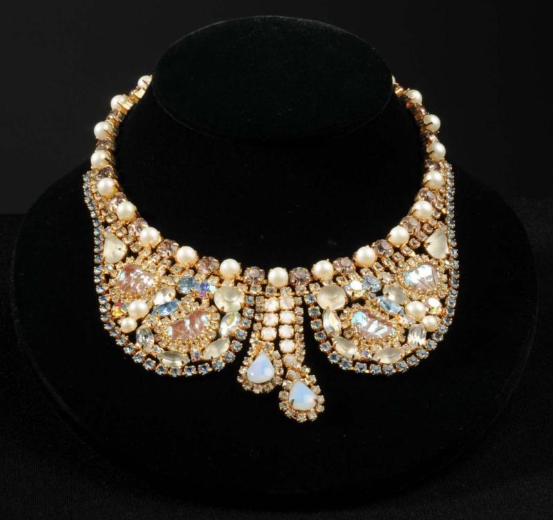 Appraisal: Signed Hobe Bib Necklace Description Multi-shape and pastel colored stones