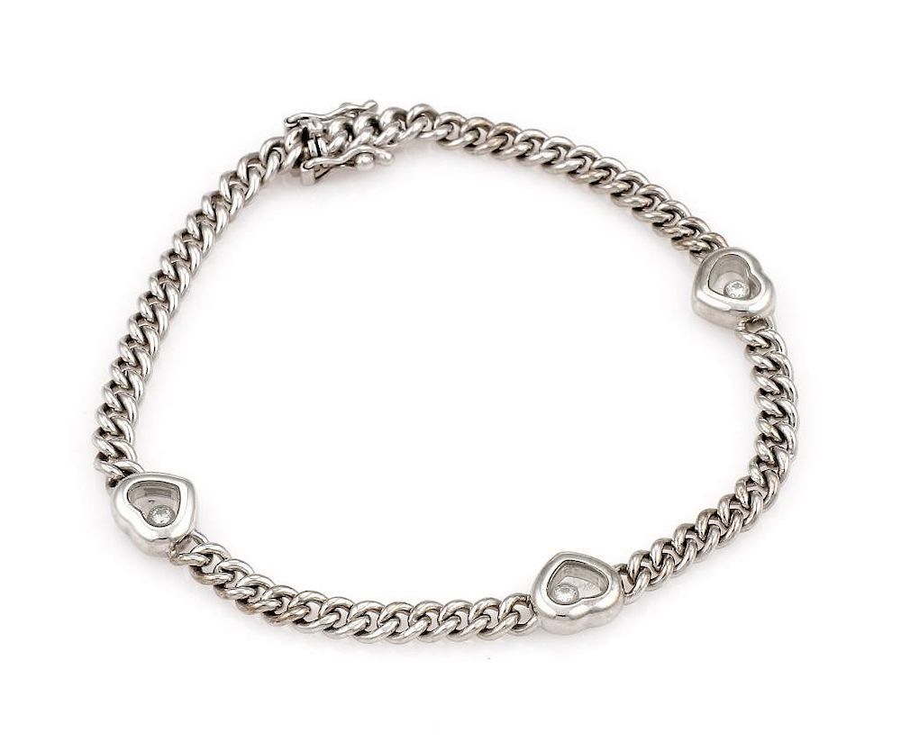 Appraisal: K White Gold Chopard Happy Diamonds Heart Bracelet K White