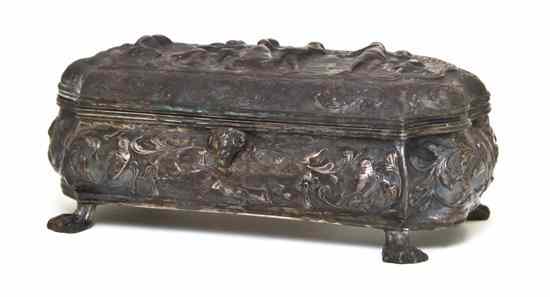 Appraisal: A Dutch Silver Table Casket of shaped rectangular form the