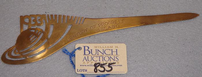 Appraisal: Vintage brass World's Fair letter opener Cut out or a