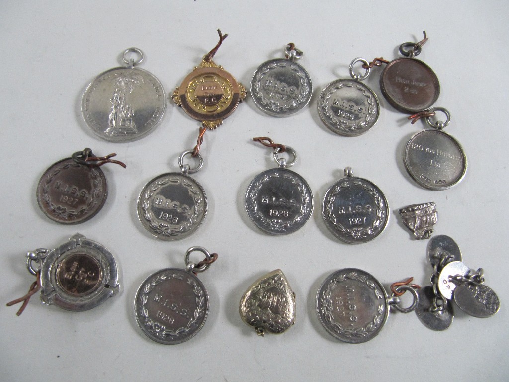 Appraisal: Lot comprising assorted medals mostly silver including Temperance medal