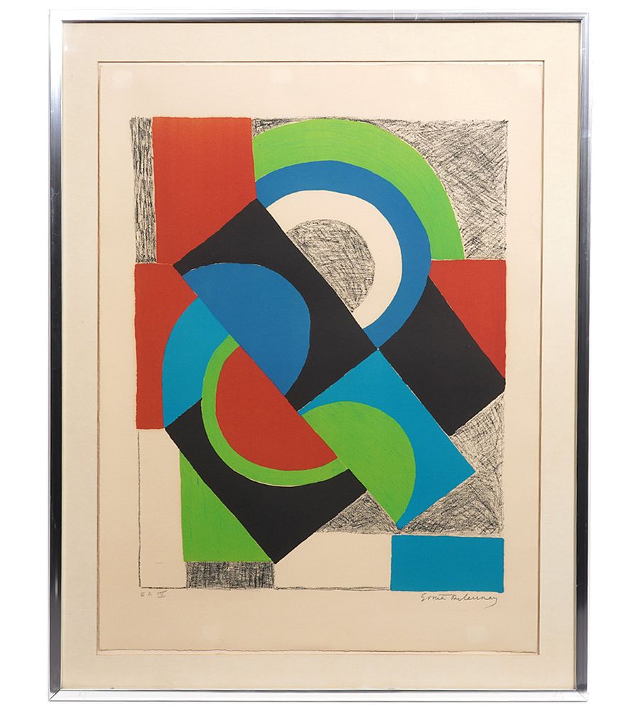 Appraisal: Sonia Delaunay Abstract Lithograph in Colors Sonia Delaunay France -