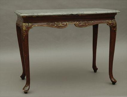 Appraisal: George II-Style Painted and Parcel-Gilt Side Table with Marble Top