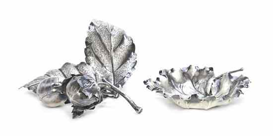 Appraisal: Two Italian Silver Articles Buccellati comprising a diminutive leaf form