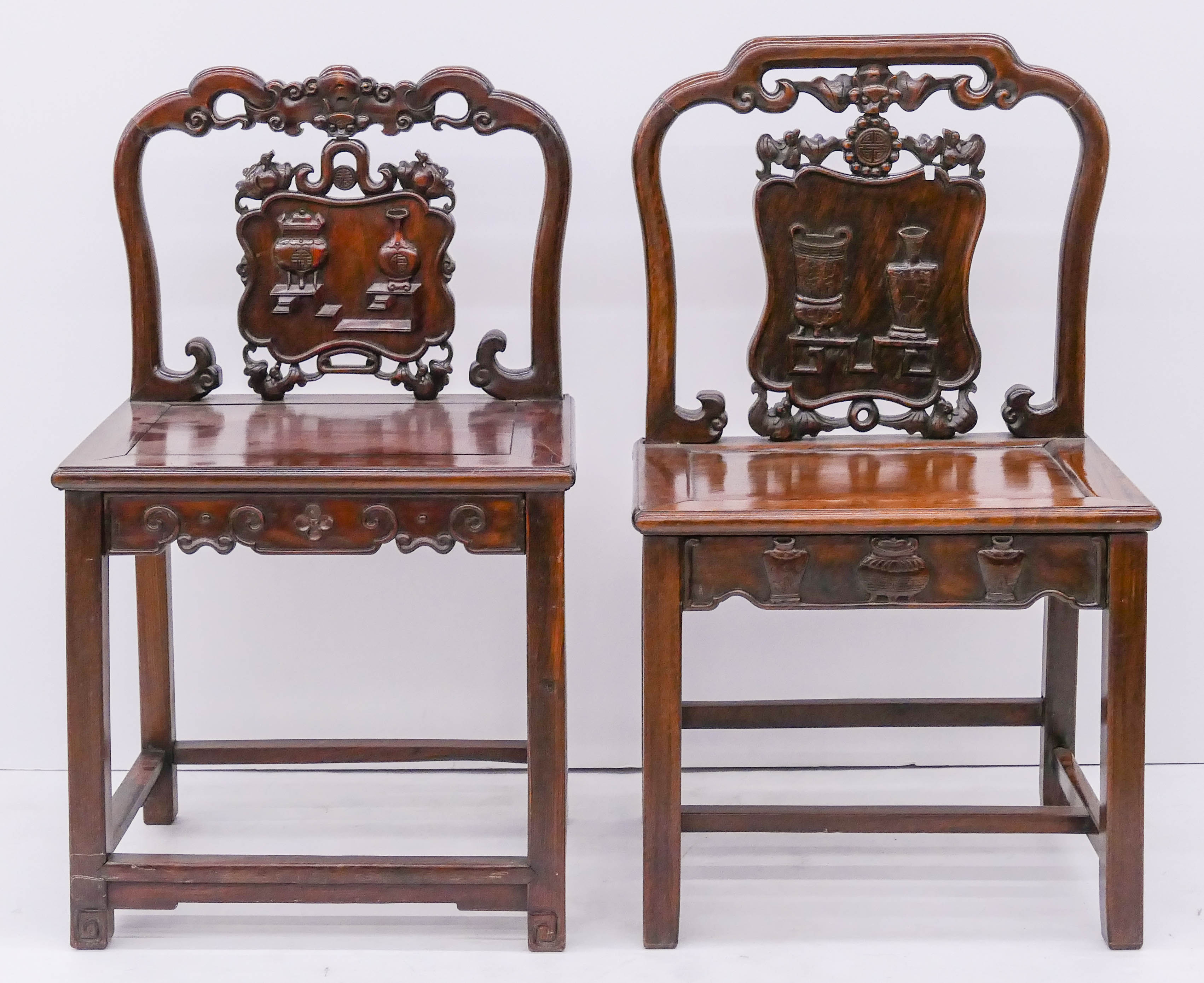 Appraisal: pc Chinese Qing Rosewood Chairs ''x ''x '' Approx A