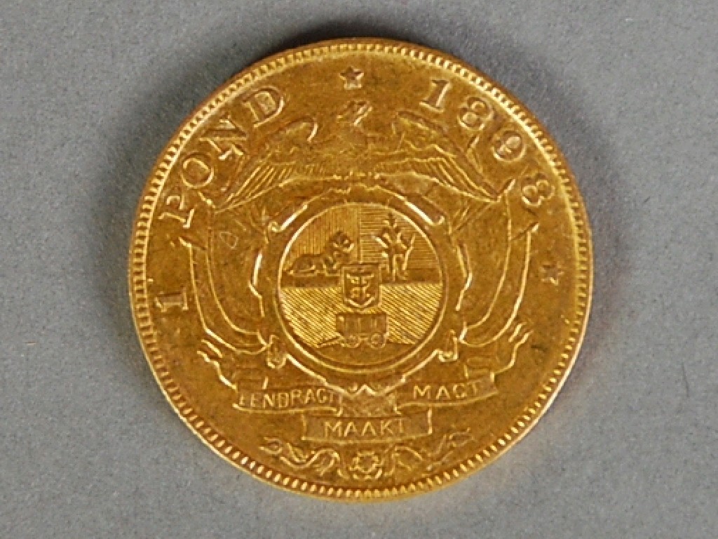 Appraisal: ZUID AFRIKAANSCHE REPUBLIEK LATE NINETEENTH CENTURY GOLD ONE POND COIN