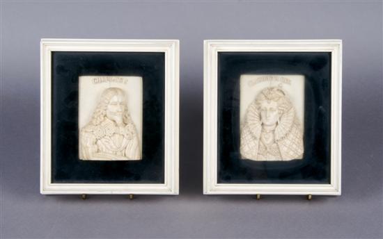 Appraisal: A Group of Two Continental Carved Ivory Portrait Plaques attributed