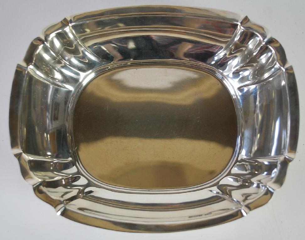 Appraisal: GEORGE V STEEP SIDED SILVER DISH plain rounded oblong form