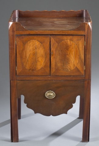 Appraisal: Mahogany with oak secondary Nicely scalloped gallery on top Cabinet