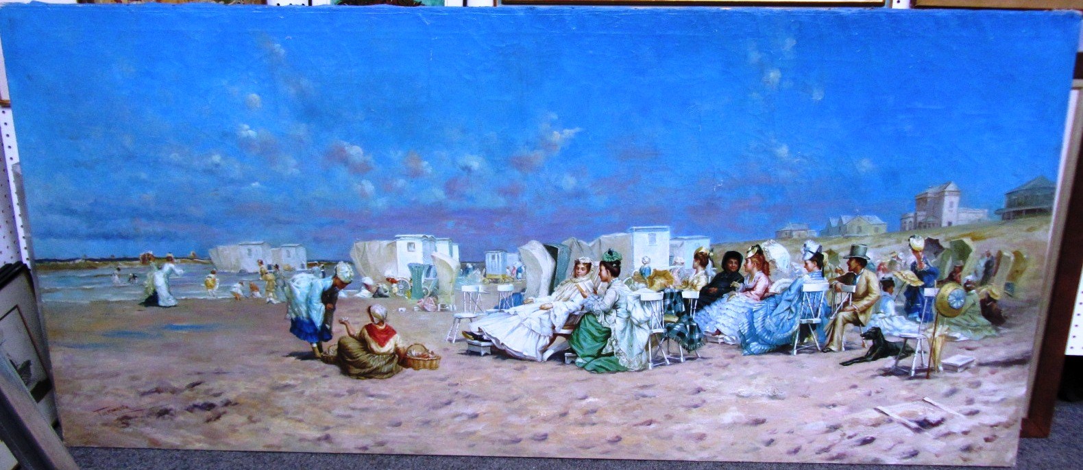 Appraisal: Tirkearria late th century Beach scene with figures in late