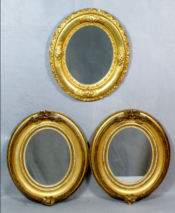 Appraisal: oval Victorian gilt wood mirrors a pair approx x -