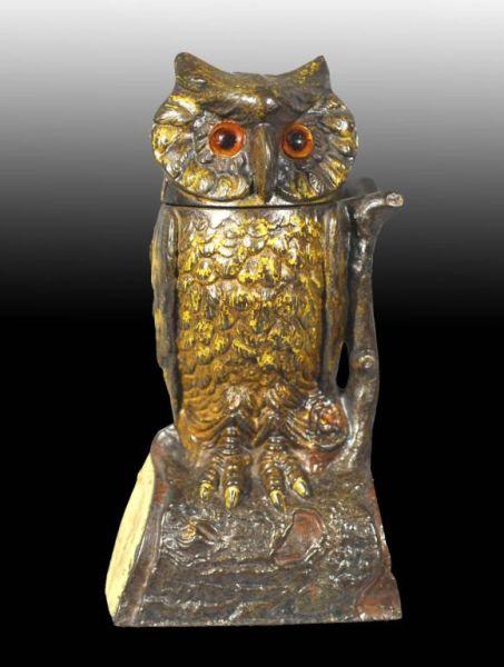 Appraisal: Cast Iron Owl Turning Head Mechanical Bank Description Manufactured by