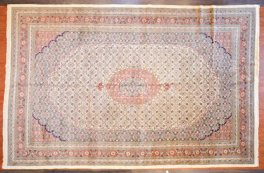 Appraisal: Indo Bijar Carpet India x Hand-knotted modern Condition fringe and