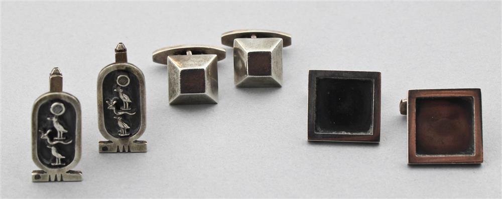 Appraisal: TWO PAIRS OF DANISH STERLING CUFFLINKS BY WILLY KROMAR AND