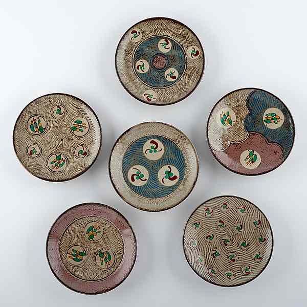 Appraisal: Tatsuzo Shimaoka - Japan Set of Six Rope Impressed Plates