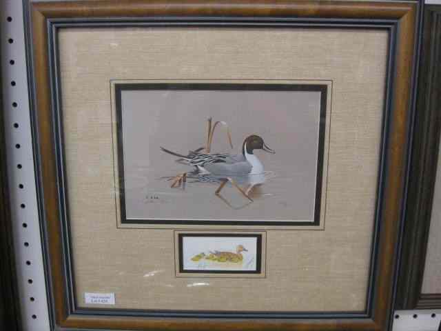 Appraisal: John Lee Lithograph Drawing of Ducks larger image is ''