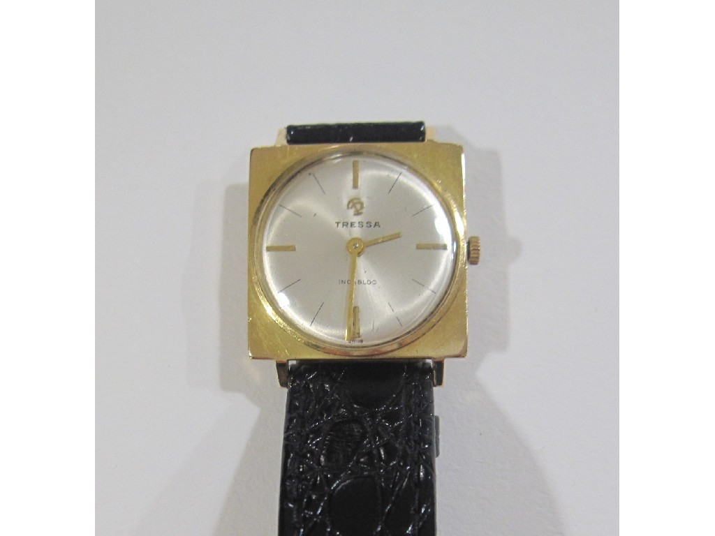 Appraisal: Eighteen carat gold cased wrist watch by Tressa with silver