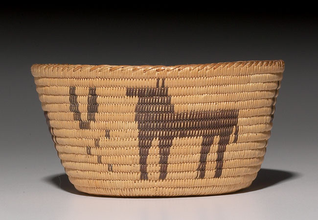 Appraisal: Pima basket polychrome figural horse and horseshoe designs dia x