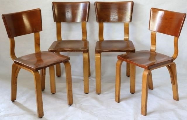 Appraisal: SET OF BENTWOOD SIDE CHAIRS SIGNED THONET MID-CENTURY MODERN MAPLE