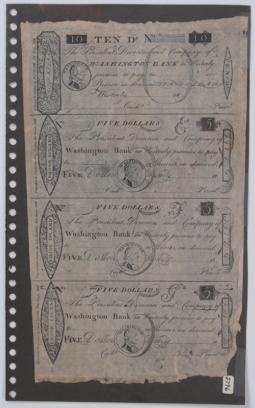 Appraisal: UNCUT SHEET WASHINGTON BANK NOTES Very rare notes printed on