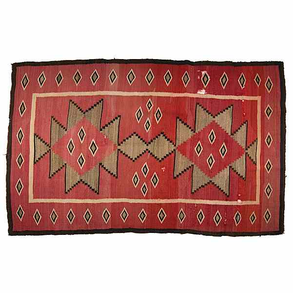 Appraisal: Navajo Western Reservation Weaving hand-spun wool woven in red cream