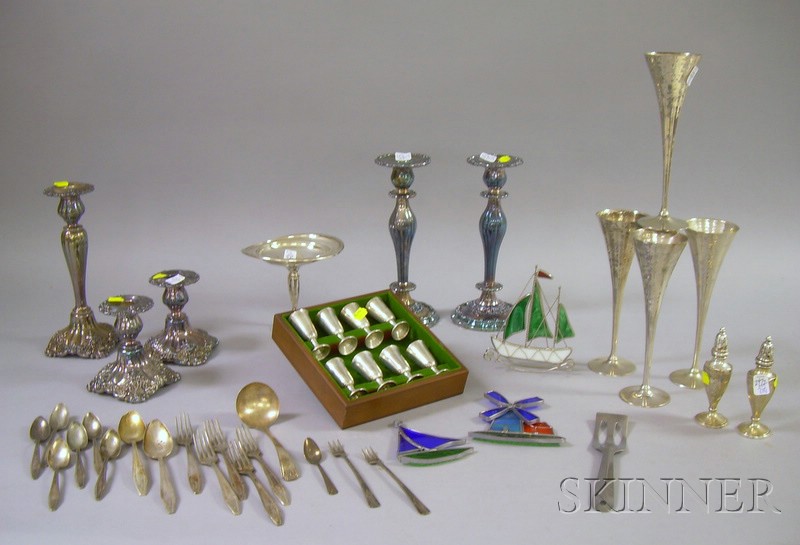 Appraisal: Group of Sterling and Silver Plated Serving Items silver plated