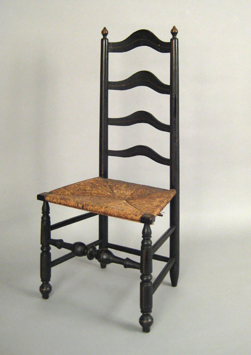 Appraisal: Delaware Valley four-slat ladderback side chair ca retaining an old