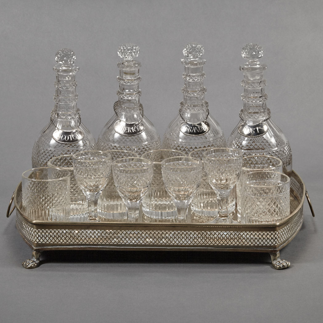 Appraisal: Assembled Group of Four Cut Glass Stoppered Decanters English th