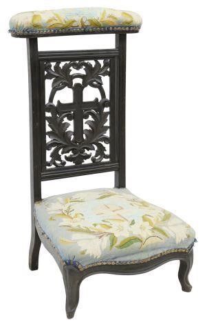 Appraisal: French carved prie-dieu prayer chair th c having padded top