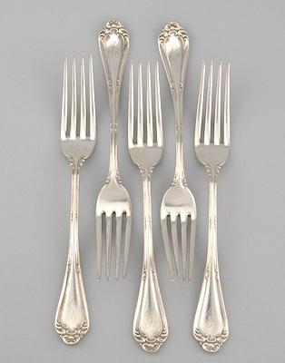 Appraisal: Five Wallace Sterling Silver Forks The sterling silver forks in