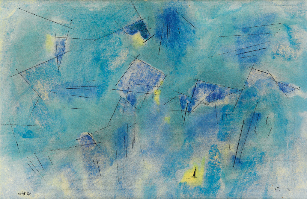 Appraisal: LYONEL FEININGER Space Watercolor with pen and black ink on