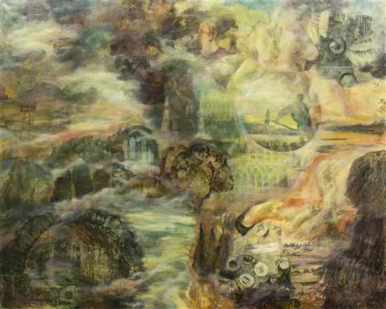 Appraisal: Vera Berdich American - The Tempest mixed media signed Vera