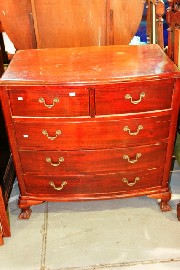 Appraisal: A mahogany veneer bow fronted chest of drawers