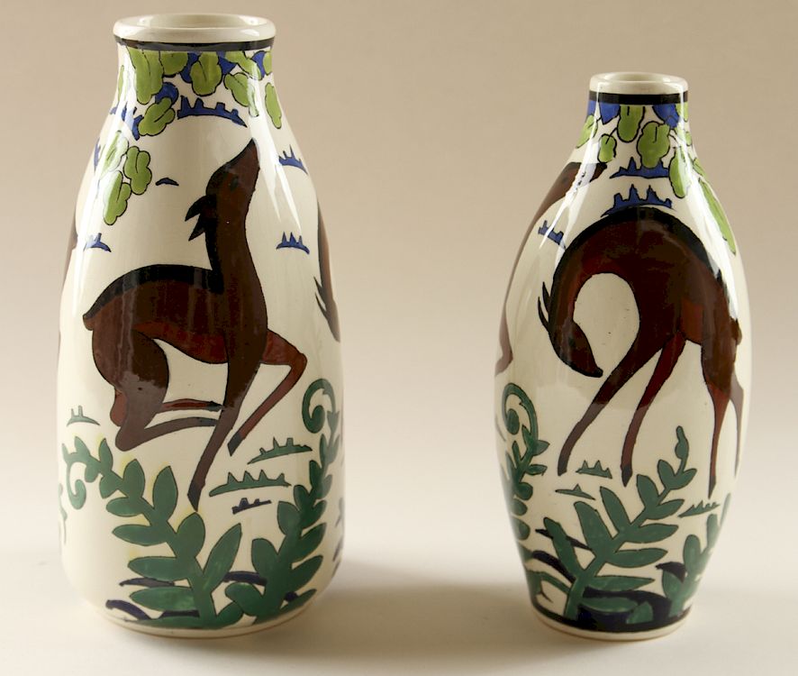 Appraisal: TWO BOCH FRERES GLAZED CERAMIC VASES SIGNED Two Boch Freres