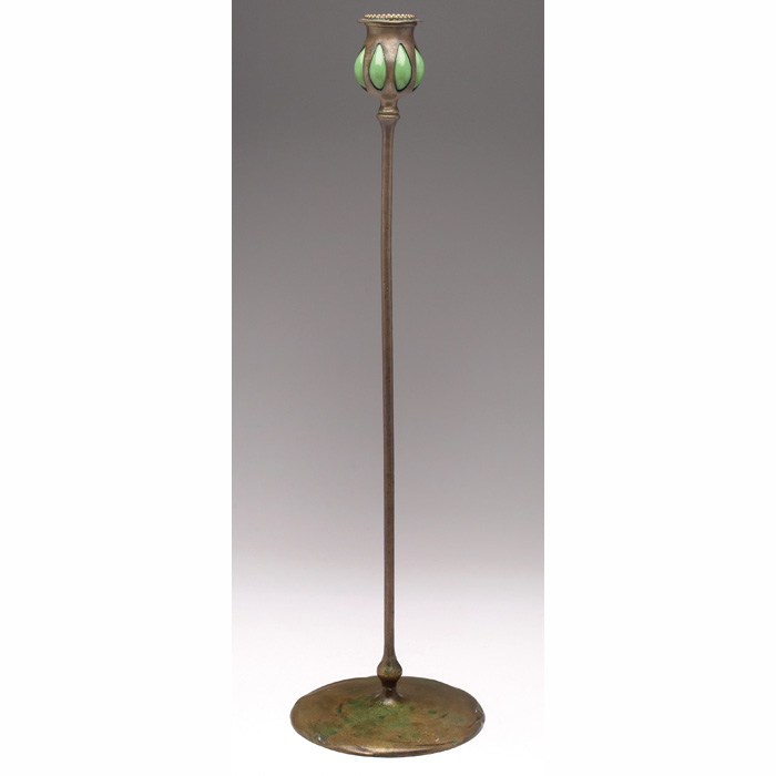 Appraisal: Tiffany Studios candlestick bronze with a worn original patina and